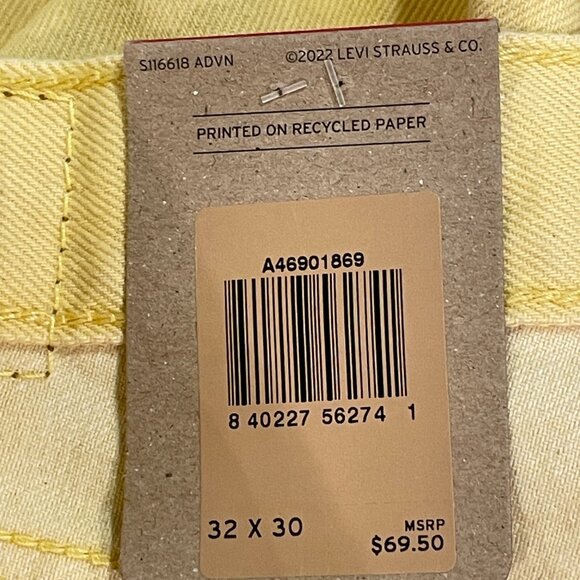 LEVI'S Middy Straight (NWT-Irregular) 5 Pocket Jeans, Butter Yellow - 32/30 - Picture 9 of 12